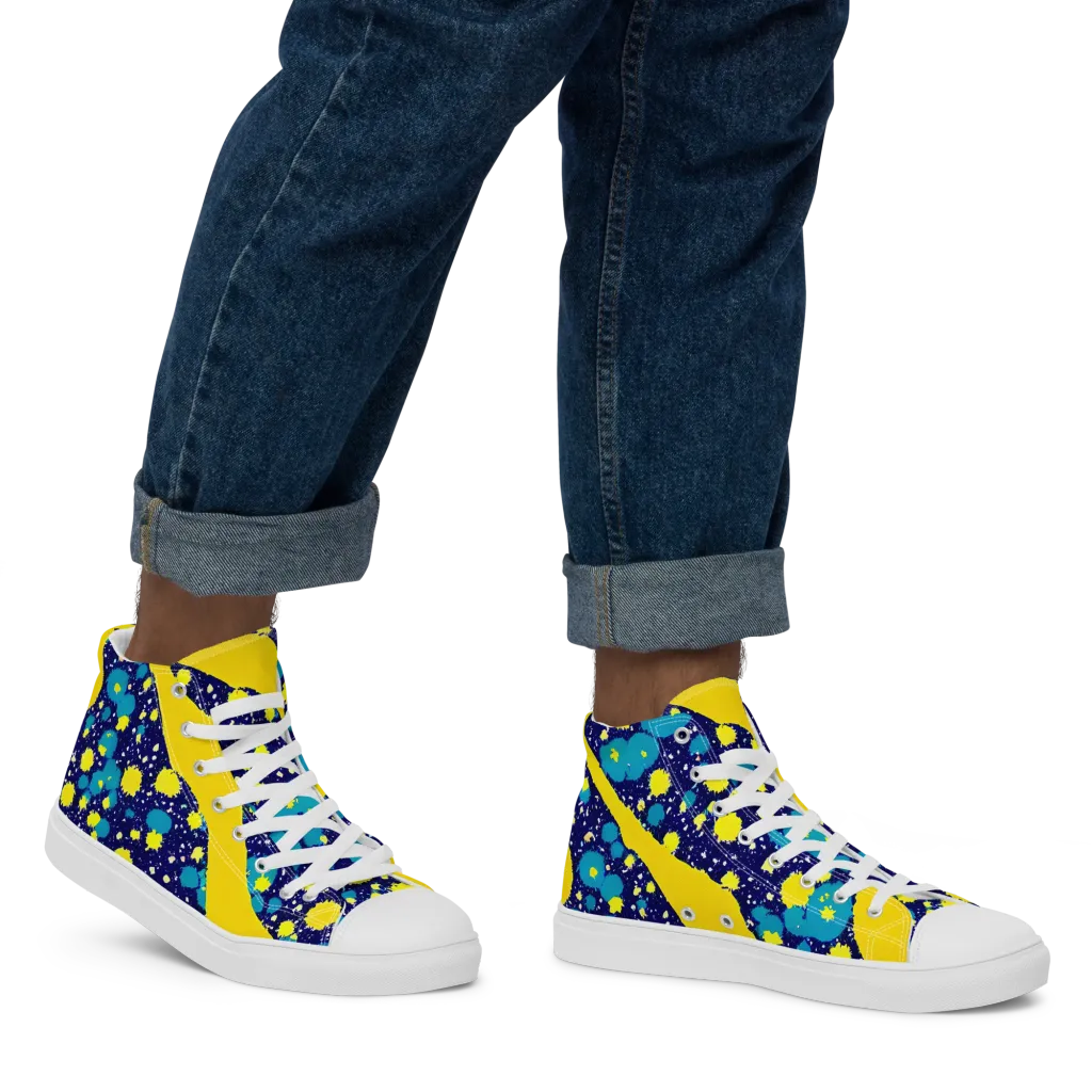 Starburst Splash on Men's High Top Canvas Shoes — Right