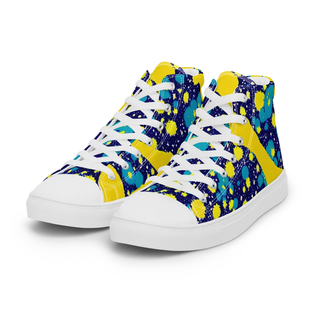 Starburst Splash on Women's High Top Canvas Shoes — Left Front