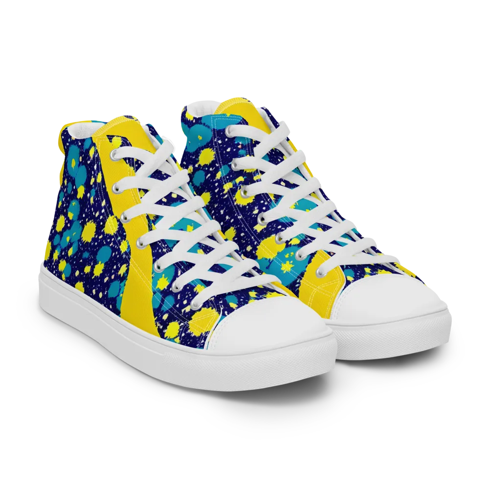 Starburst Splash on Women's High Top Canvas Shoes — Right Front
