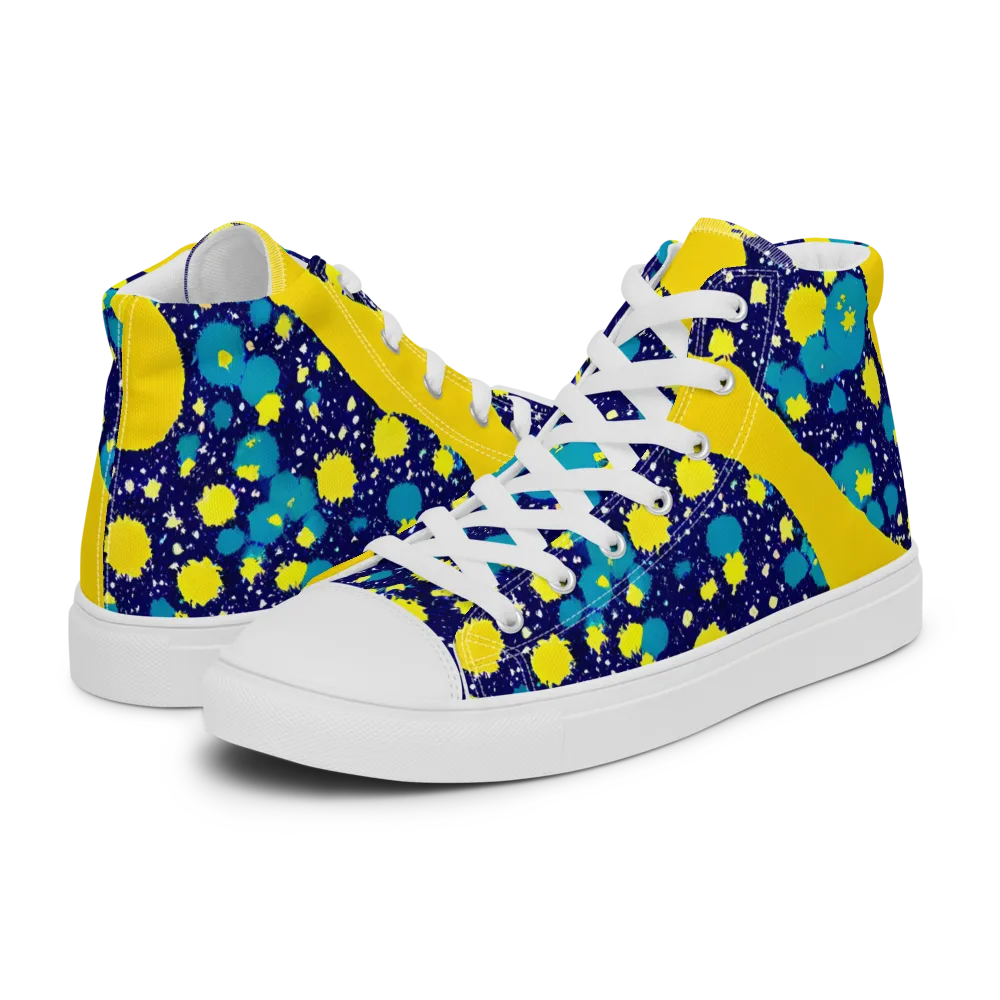 Starburst Splash on Women's High Top Canvas Shoes — Left
