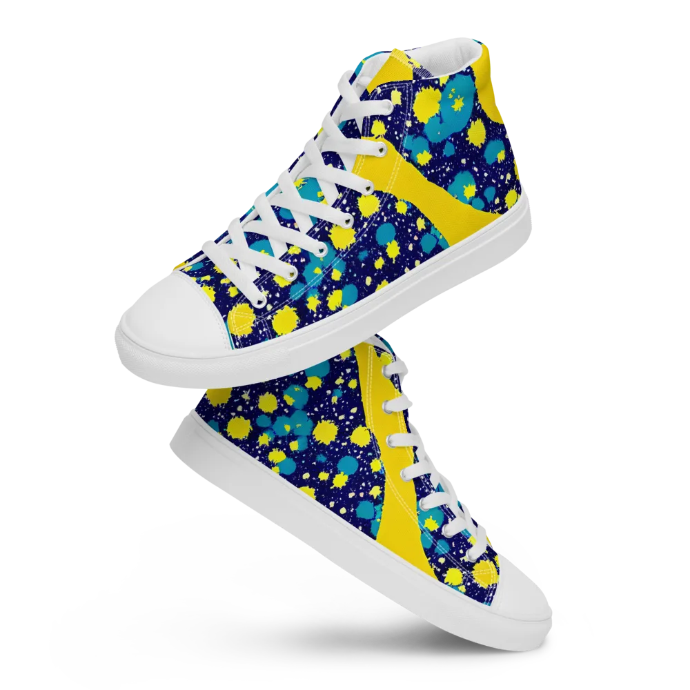 Starburst Splash on Women's High Top Canvas Shoes — Front