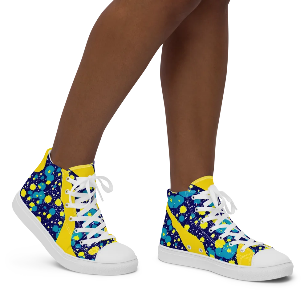 Starburst Splash on Women's High Top Canvas Shoes — Right