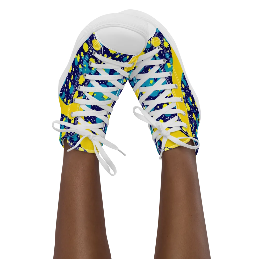 Starburst Splash on Women's High Top Canvas Shoes — Front