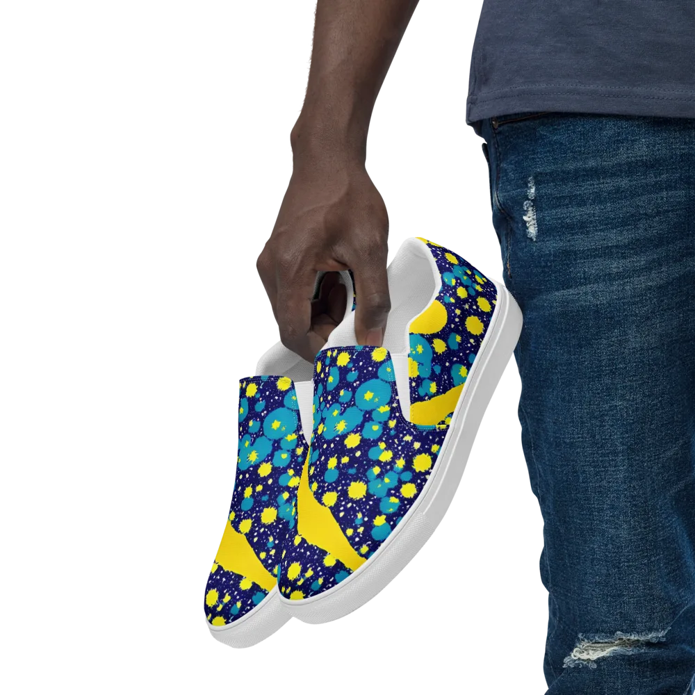 Starburst Splash on Men's Slip-On Canvas Shoes — Left Front
