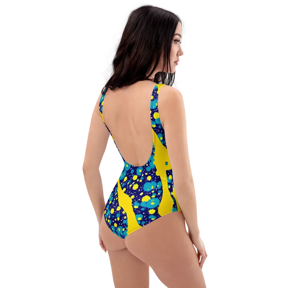 Starburst Splash on One-Piece Swimsuit — Right Back