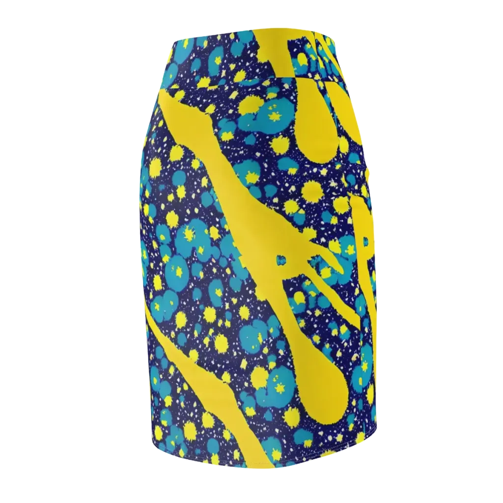 Starburst Splash on Pencil Skirt — Back Side