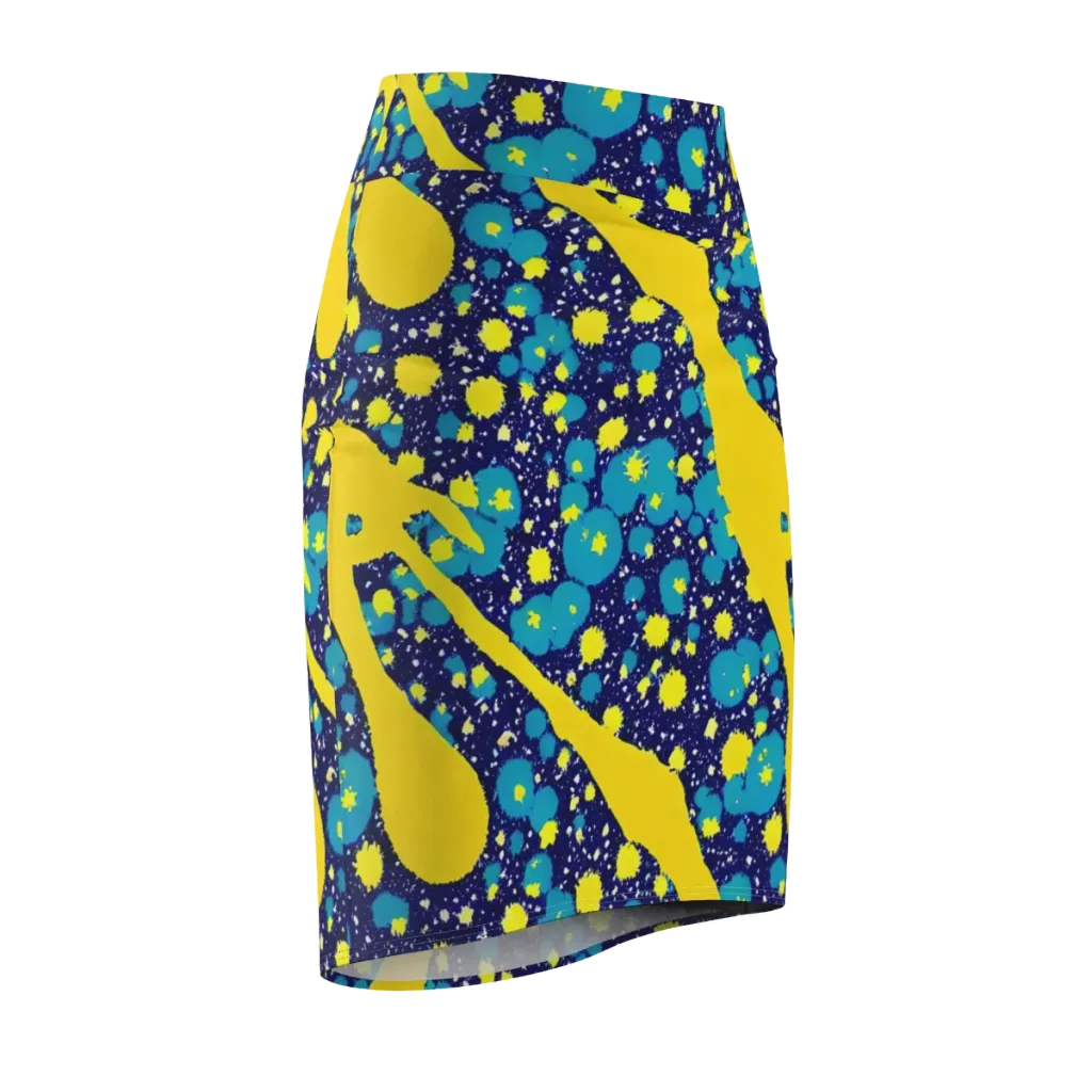 Starburst Splash on Pencil Skirt — Front Side