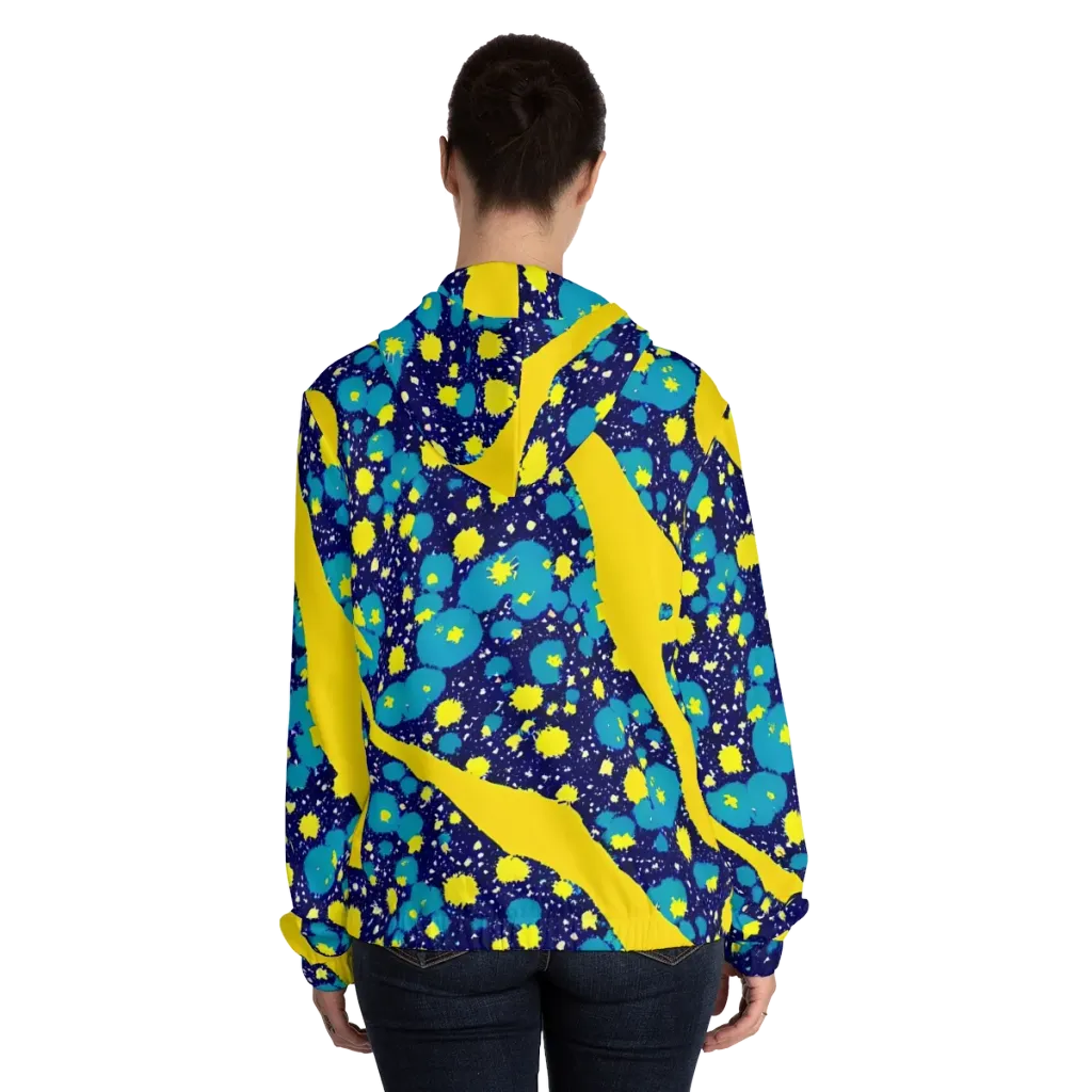 Starburst Splash on Women's Full-Zip Hoodie — Back On Person