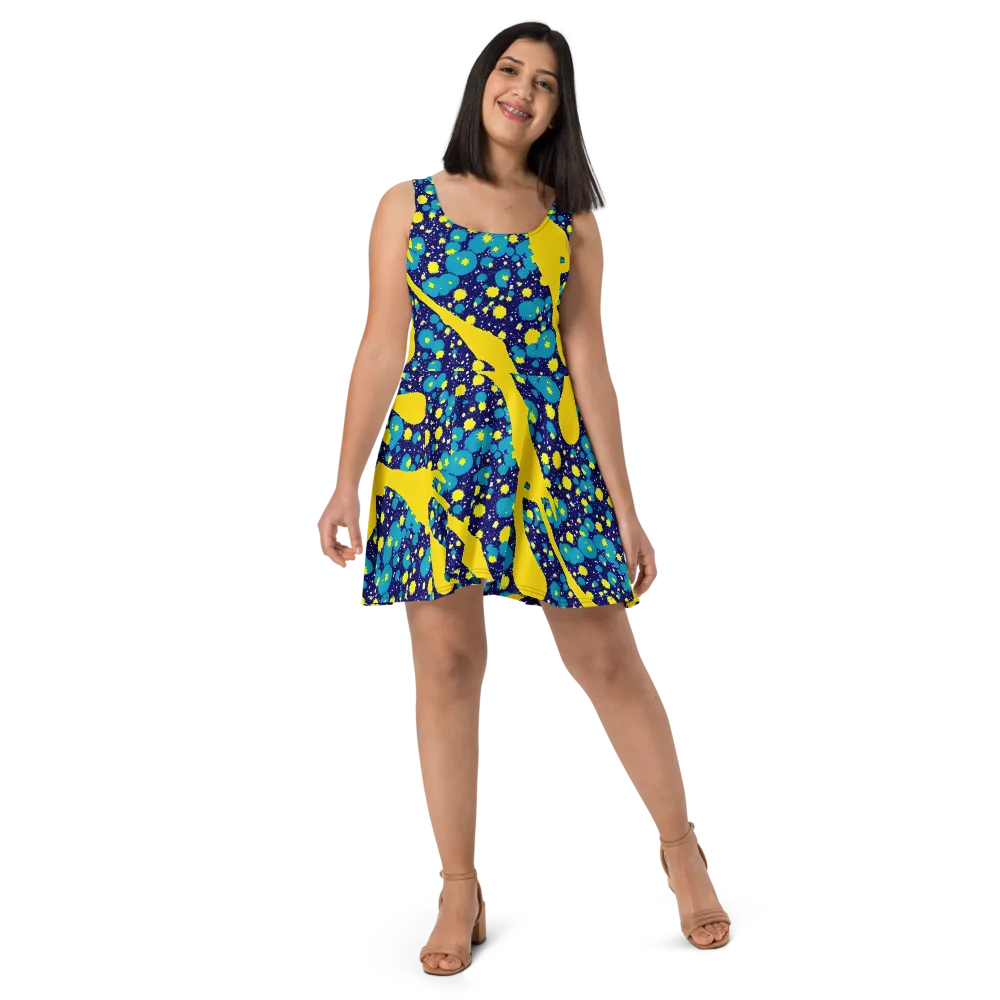 Starburst Splash on Skater Dress — Front