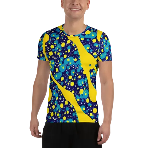 Starburst Splash on a Men's Athletic T-Shirt