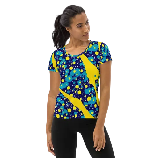 Starburst Splash on a Women's Athletic T-Shirt