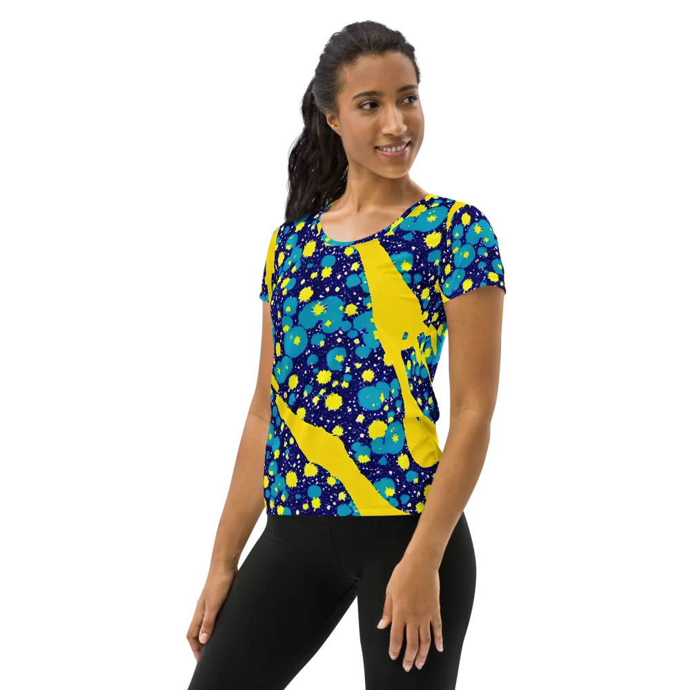 Starburst Splash on Women's Athletic T-Shirt — Left