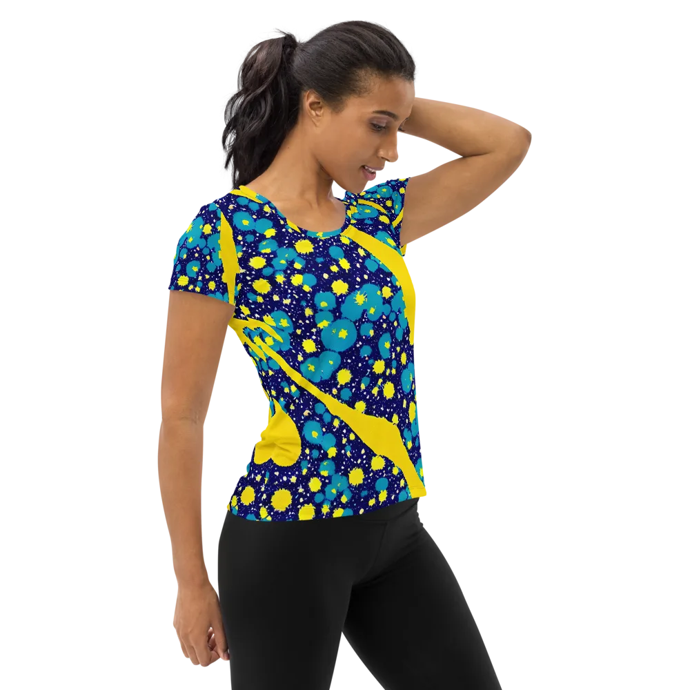 Starburst Splash on Women's Athletic T-Shirt — Right