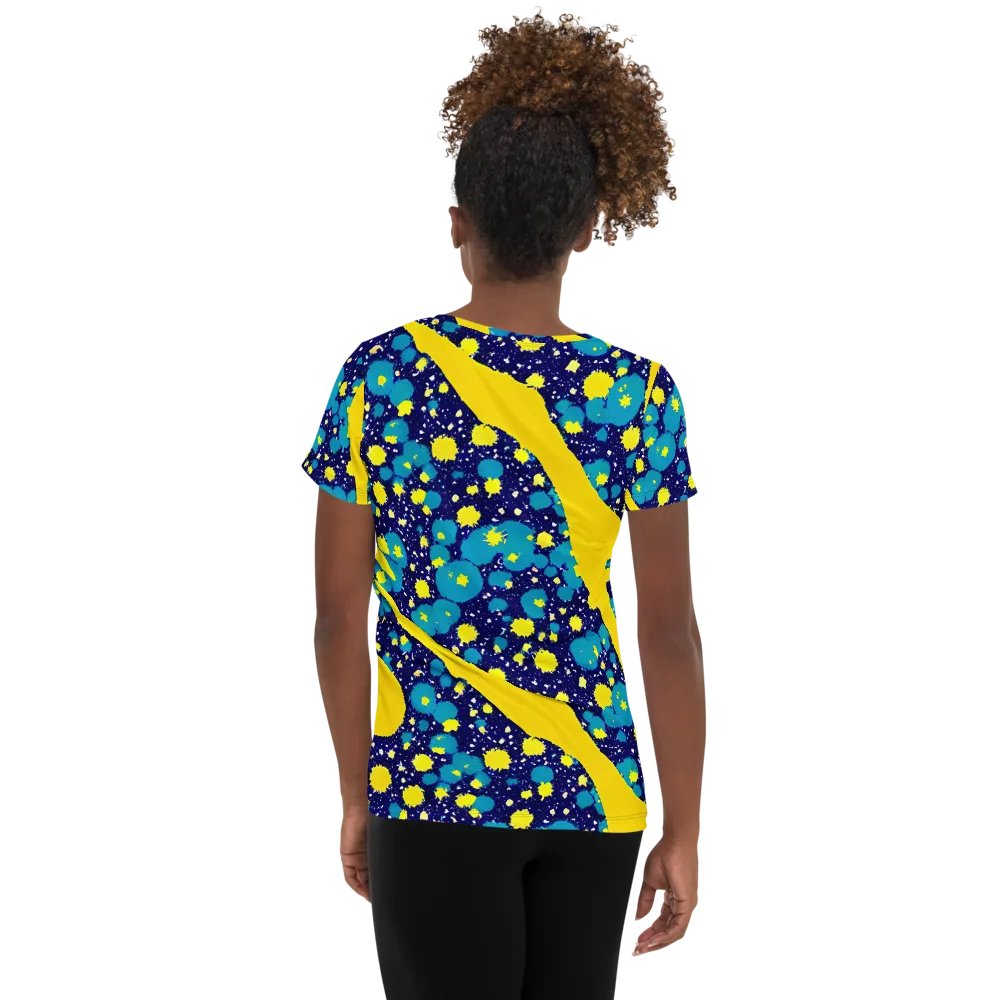 Starburst Splash on Women's Athletic T-Shirt — Back