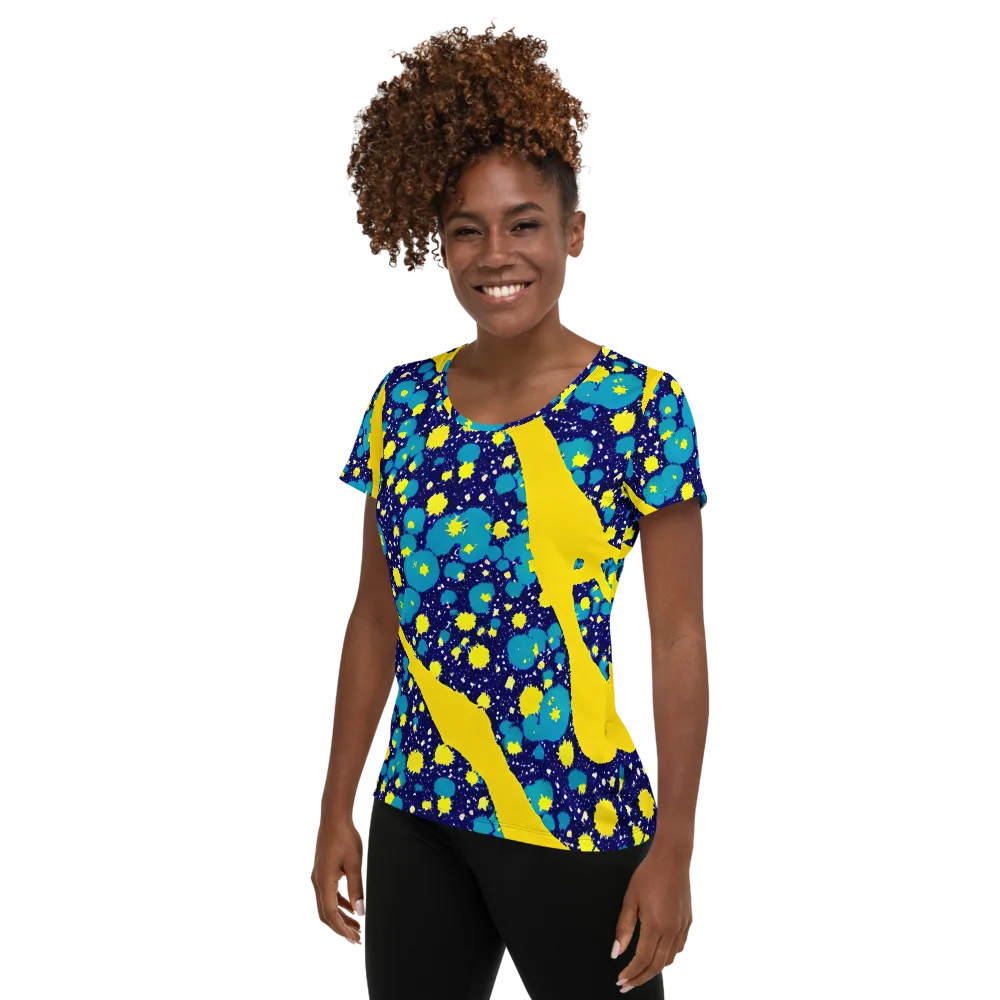 Starburst Splash on Women's Athletic T-Shirt — Left