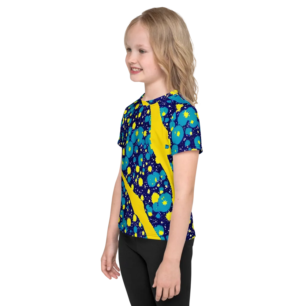Starburst Splash on Kids Crew Neck T-Shirt — Left