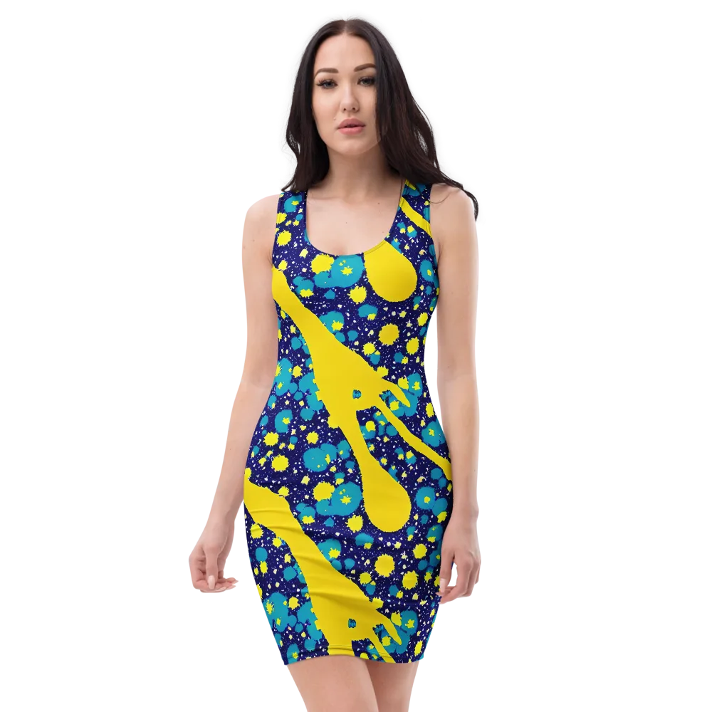 Starburst Splash on Bodycon Dress — Front
