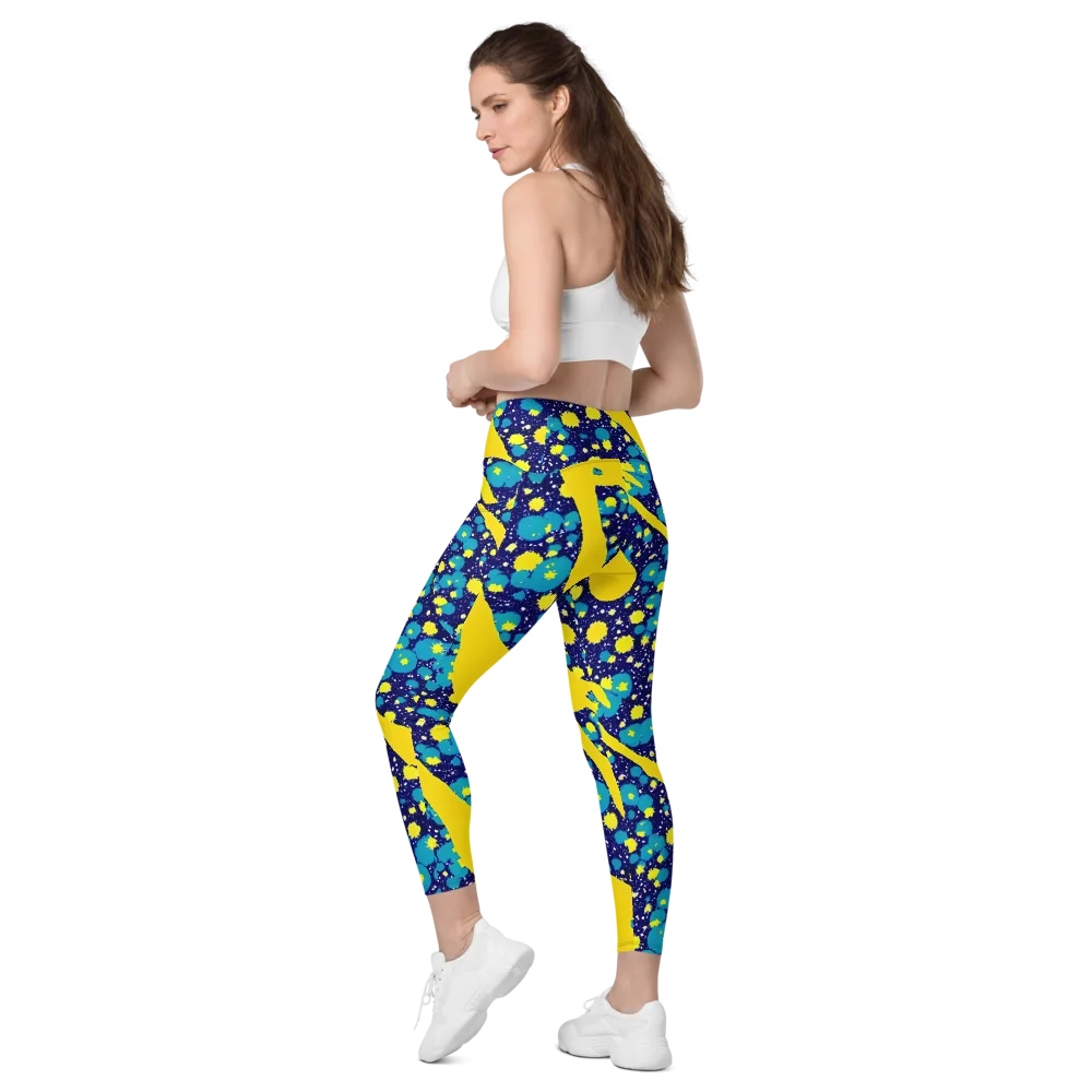Starburst Splash on Leggings with Pockets — Left Back