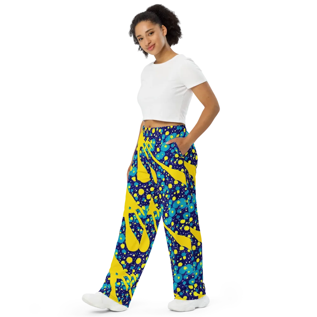Starburst Splash on Wide-Leg Pants — Left Front
