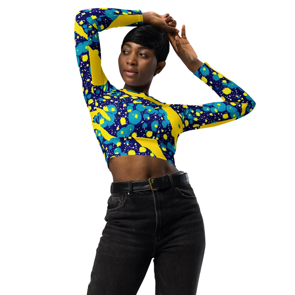 Starburst Splash on Long Sleeve Crop Top — Front