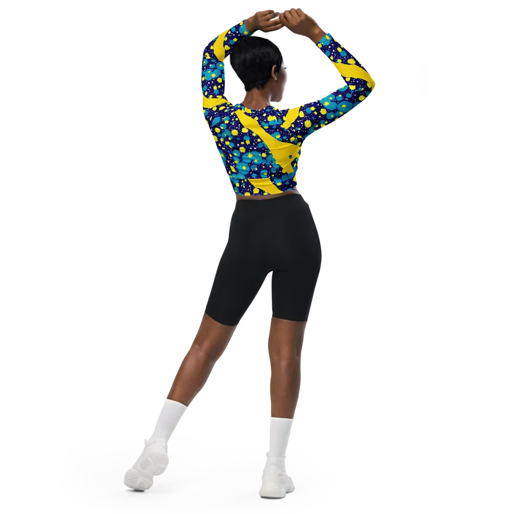 Starburst Splash on Long Sleeve Crop Top — Back