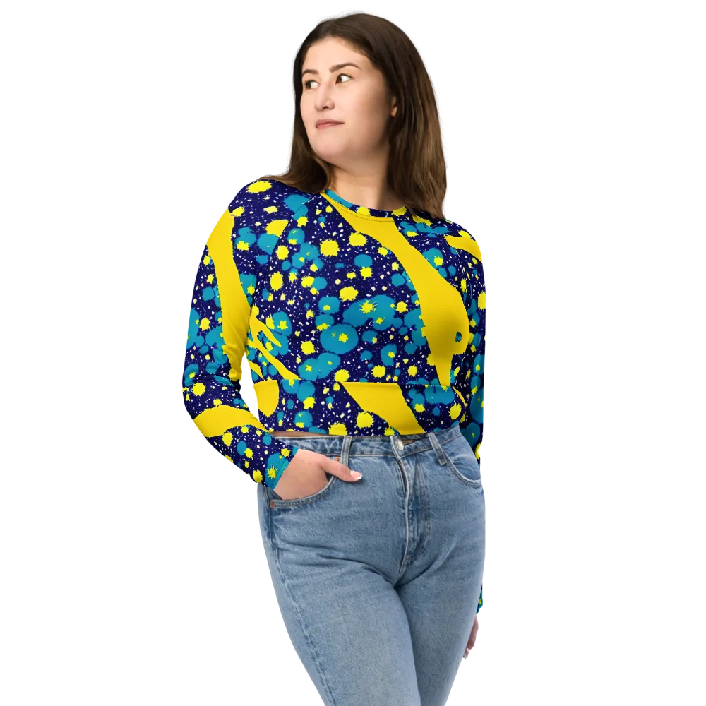 Starburst Splash on Long Sleeve Crop Top — Front