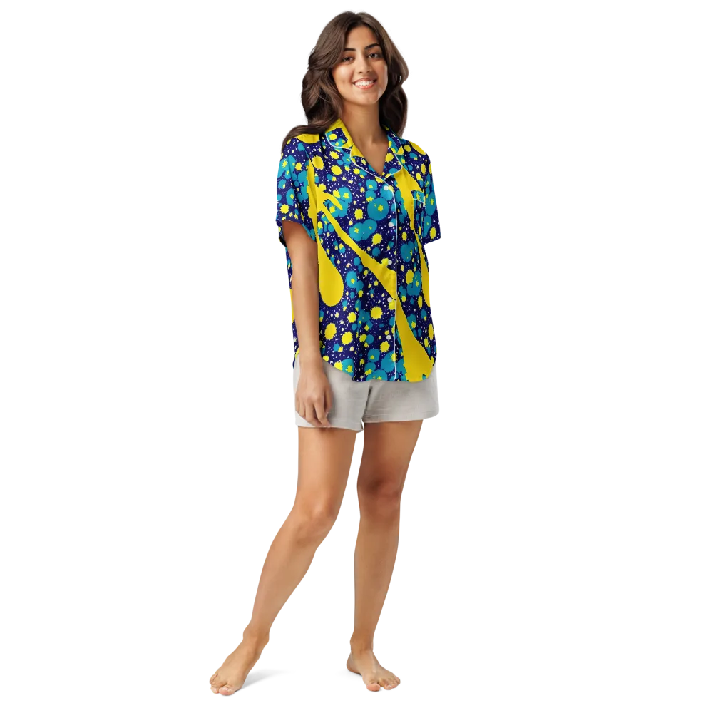 Starburst Splash on Women's Short Sleeve Pajama Top — Front