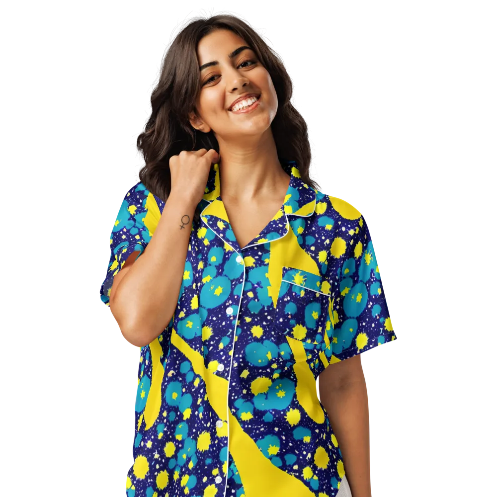 Starburst Splash on Women's Short Sleeve Pajama Top — Front
