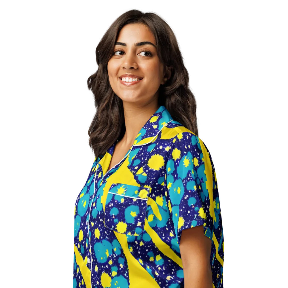 Starburst Splash on Women's Short Sleeve Pajama Top — Left Front