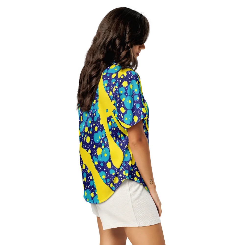 Starburst Splash on Women's Short Sleeve Pajama Top — Right Back