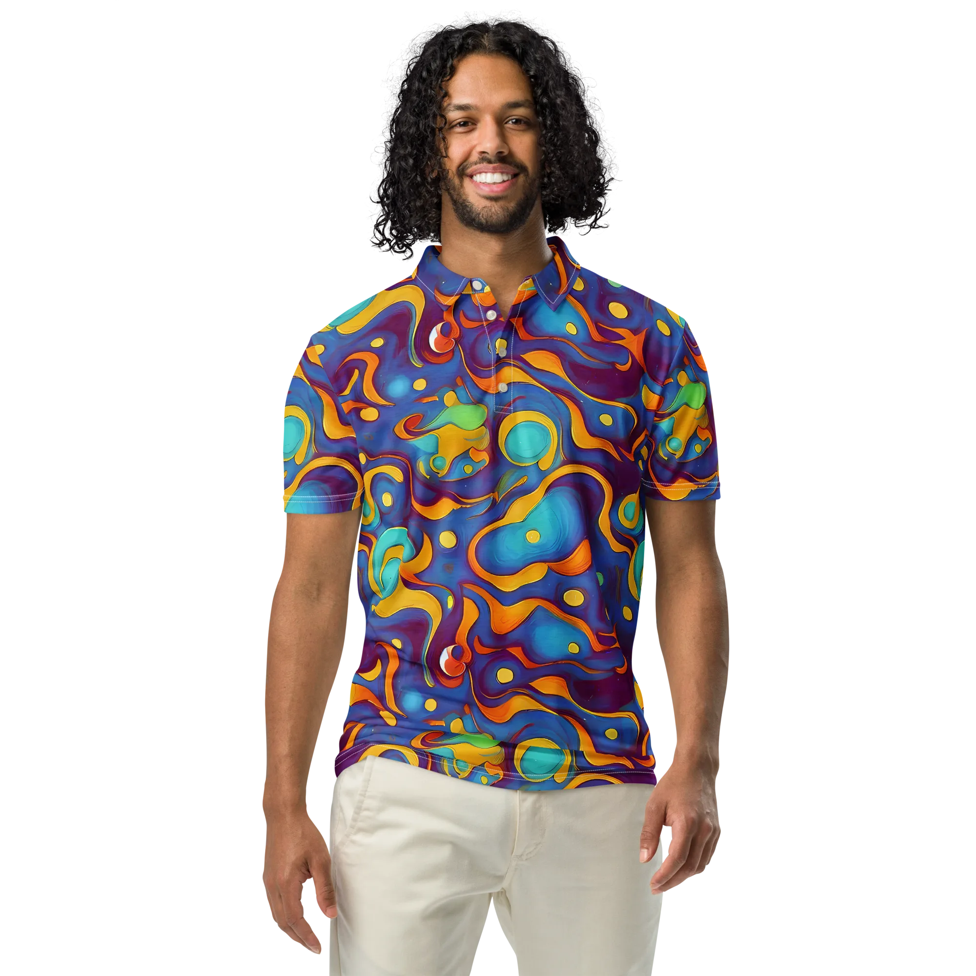 Pelton Swirl on Men's Slim Fit Polo Shirt — Front