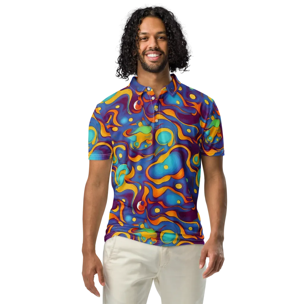Pelton Swirl on Men's Slim Fit Polo Shirt — Front