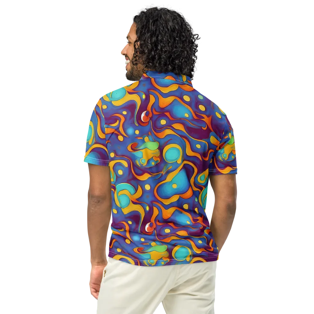 Pelton Swirl on Men's Slim Fit Polo Shirt — Back