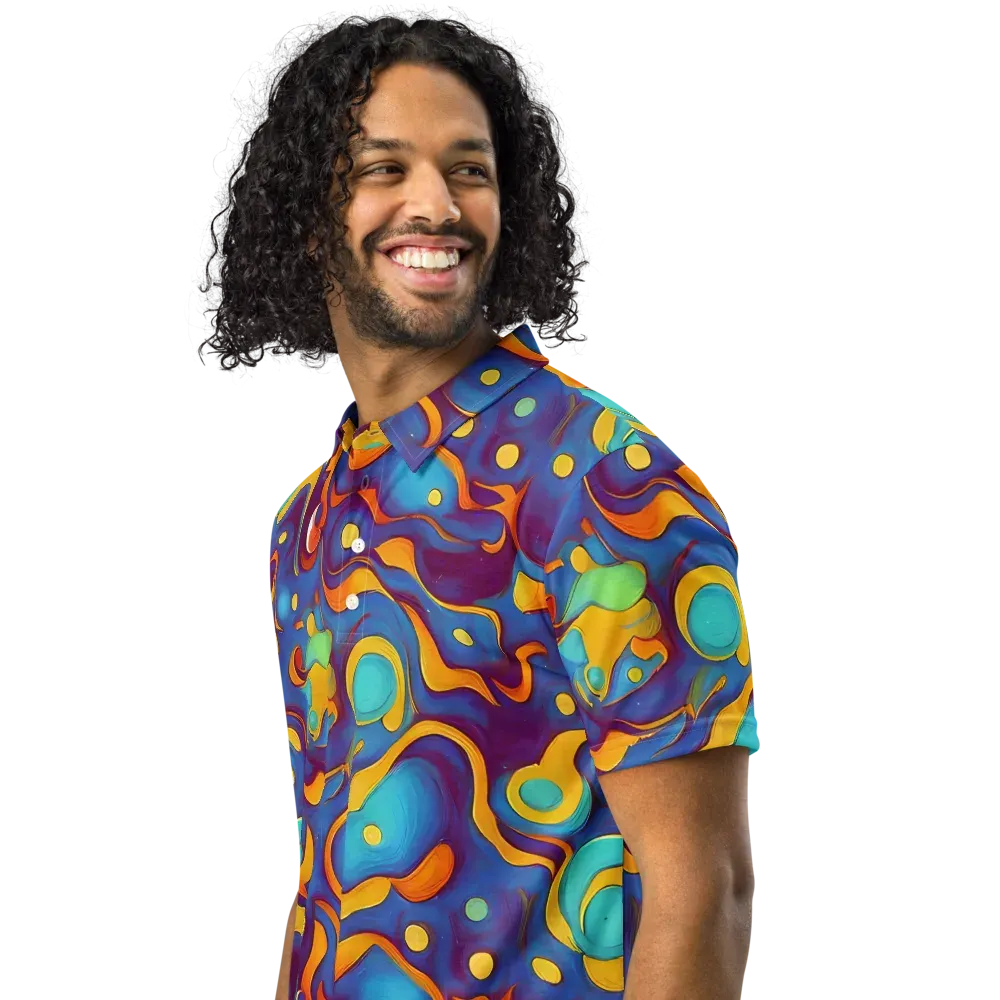 Pelton Swirl on Men's Slim Fit Polo Shirt — Left Front
