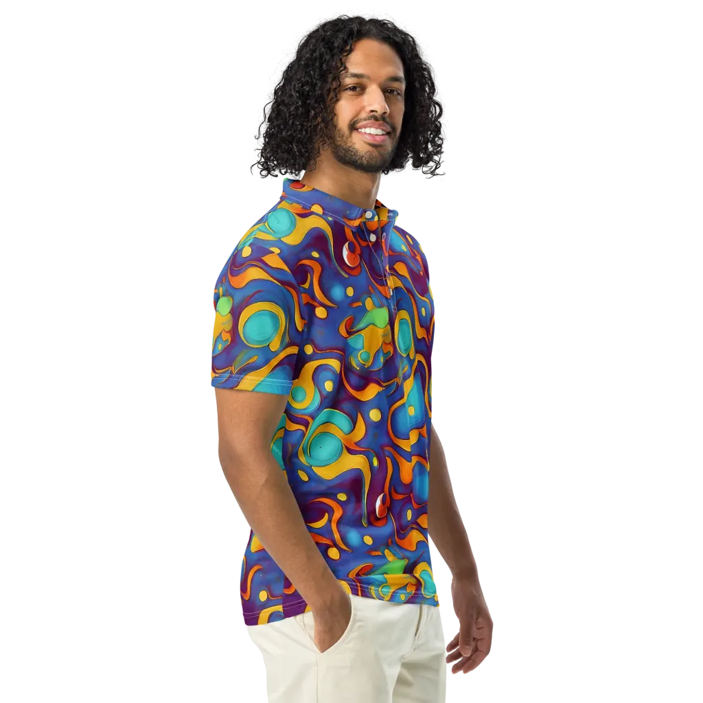 Pelton Swirl on Men's Slim Fit Polo Shirt — Right Front