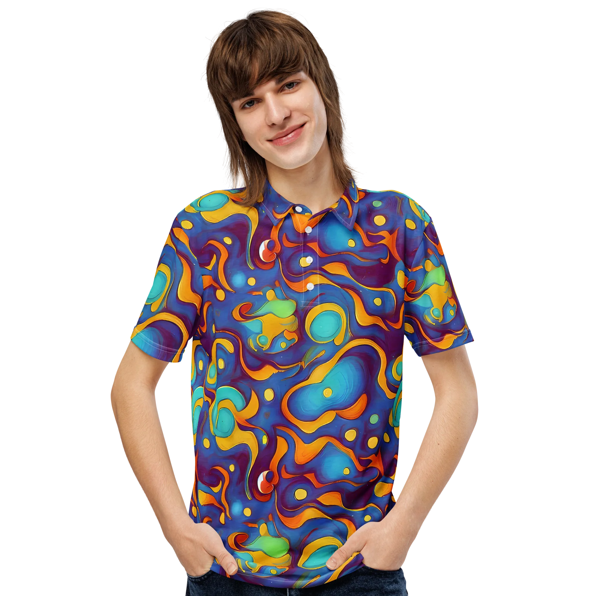 Pelton Swirl on Men's Slim Fit Polo Shirt — Front