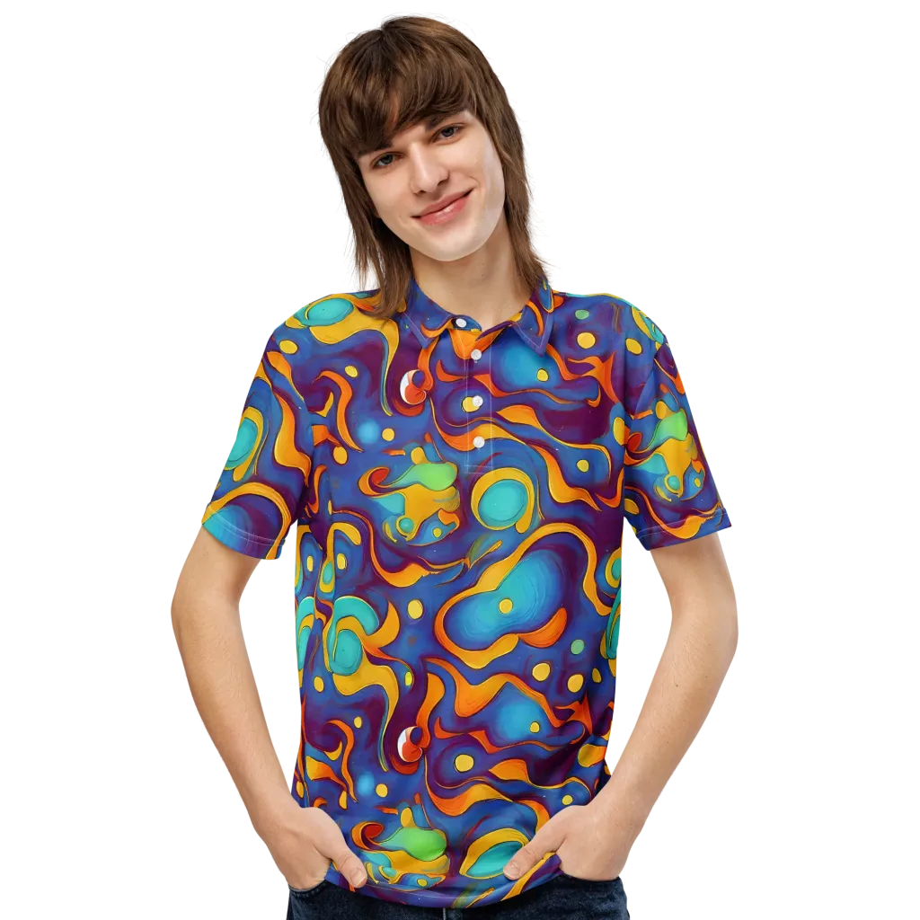 Pelton Swirl on Men's Slim Fit Polo Shirt — Front