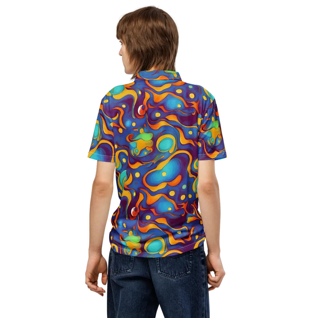 Pelton Swirl on Men's Slim Fit Polo Shirt — Back