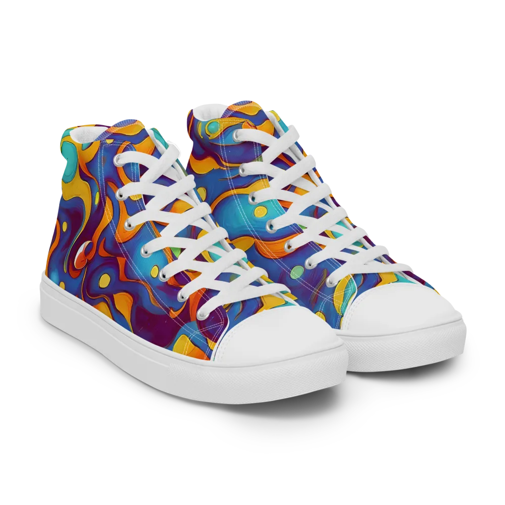 Pelton Swirl on Men's High Top Canvas Shoes — Right Front