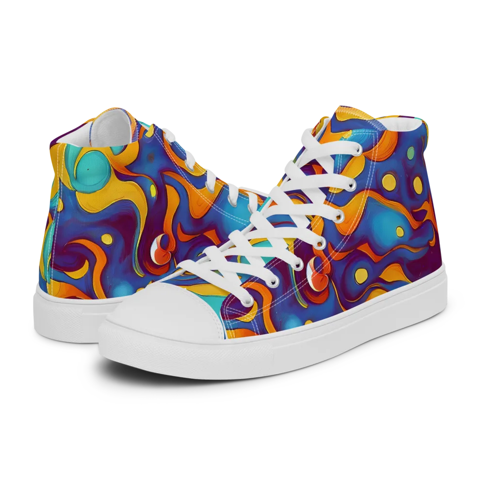 Pelton Swirl on Men's High Top Canvas Shoes — Left