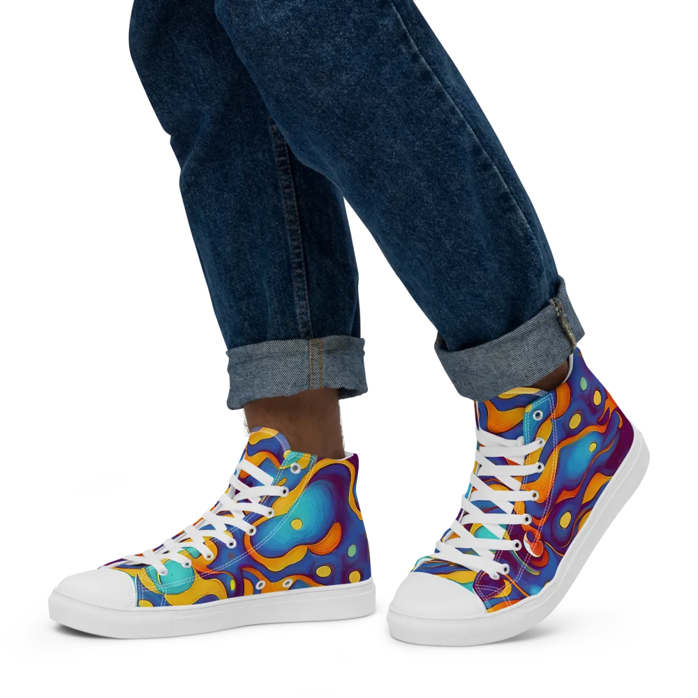 Pelton Swirl on Men's High Top Canvas Shoes — Left