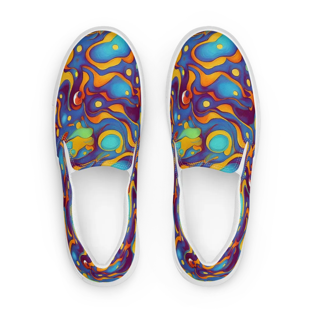 Pelton Swirl on Men's Slip-On Canvas Shoes — Front