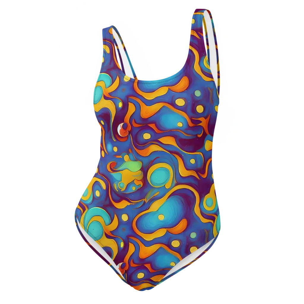 Pelton Swirl on One-Piece Swimsuit — Front