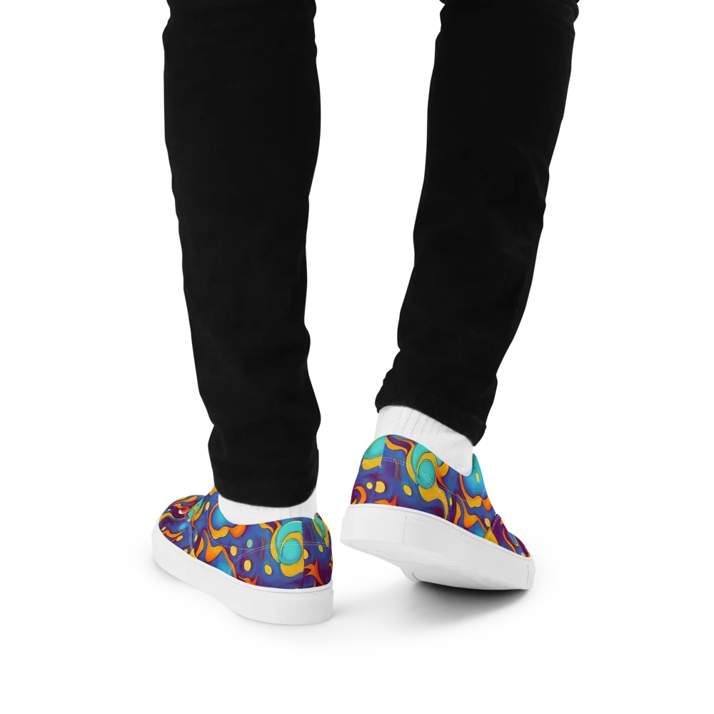 Pelton Swirl on Men's Lace-Up Canvas Shoes — Back
