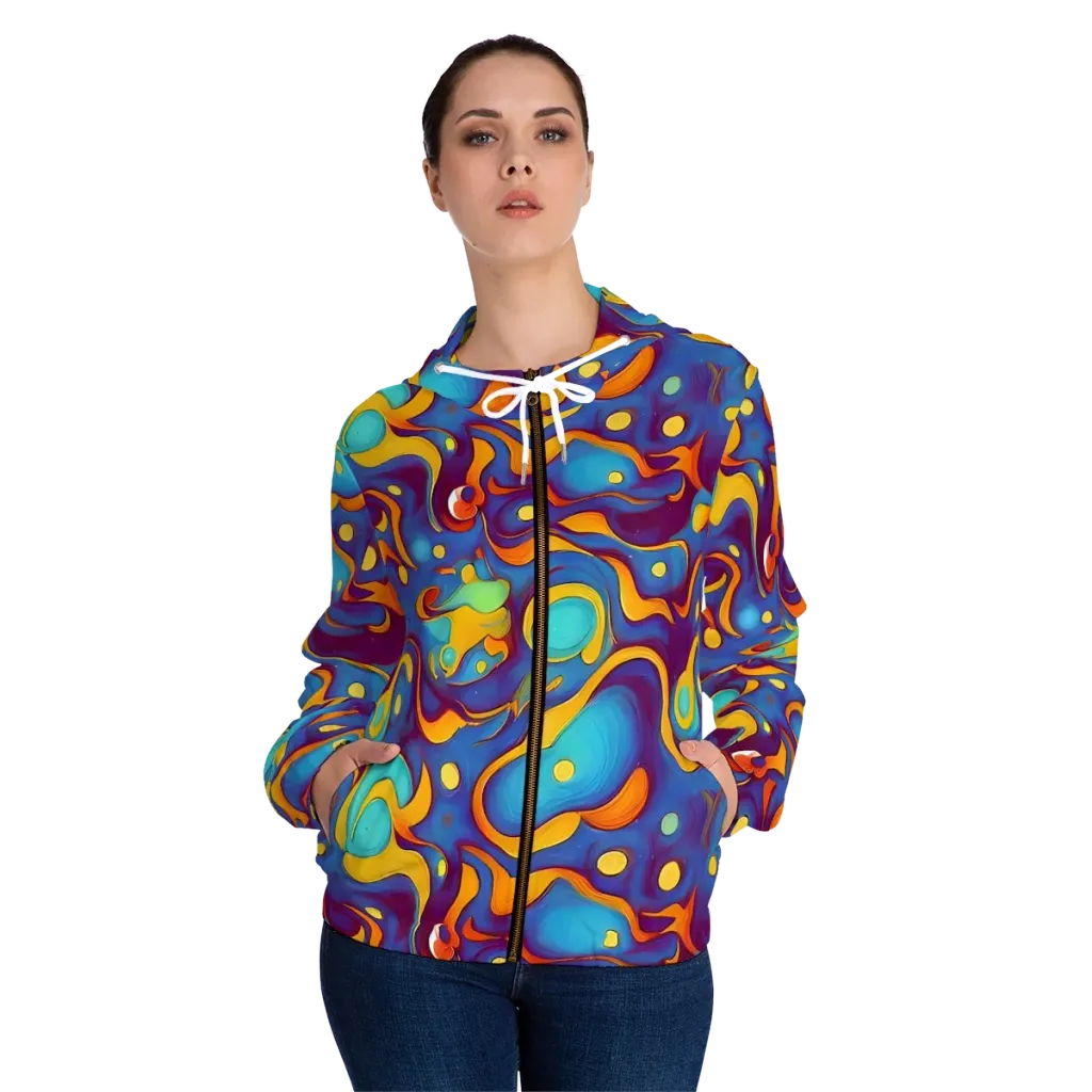 Pelton Swirl on Women's Full-Zip Hoodie — Front On Person