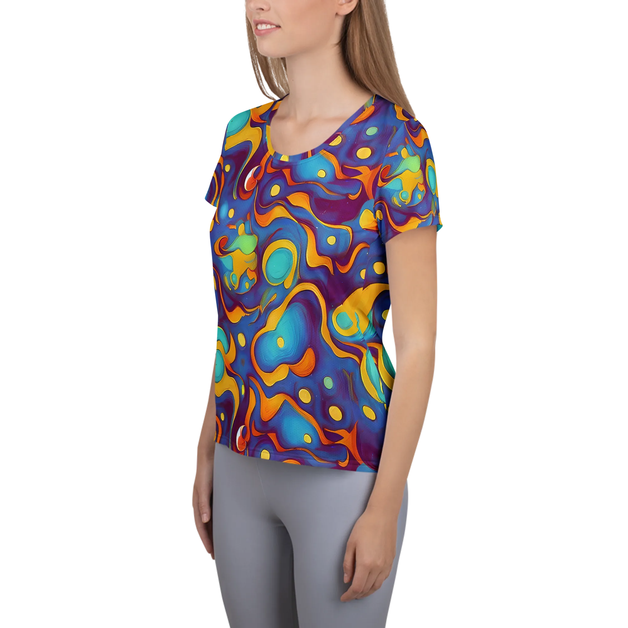 Pelton Swirl on Women's Athletic T-Shirt — Left