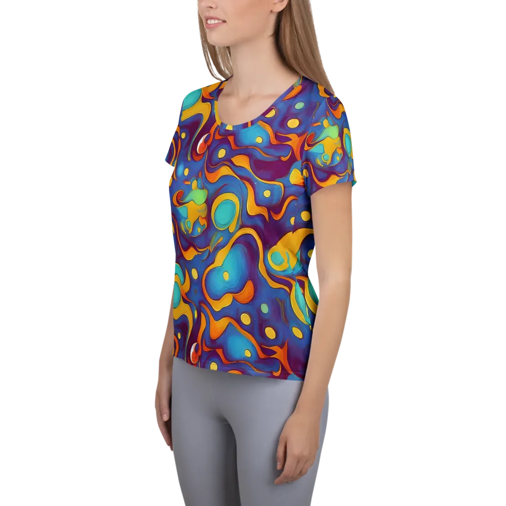 Pelton Swirl on Women's Athletic T-Shirt — Left