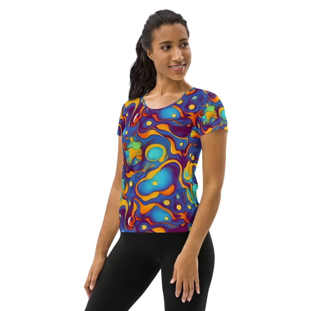 Pelton Swirl on Women's Athletic T-Shirt — Left