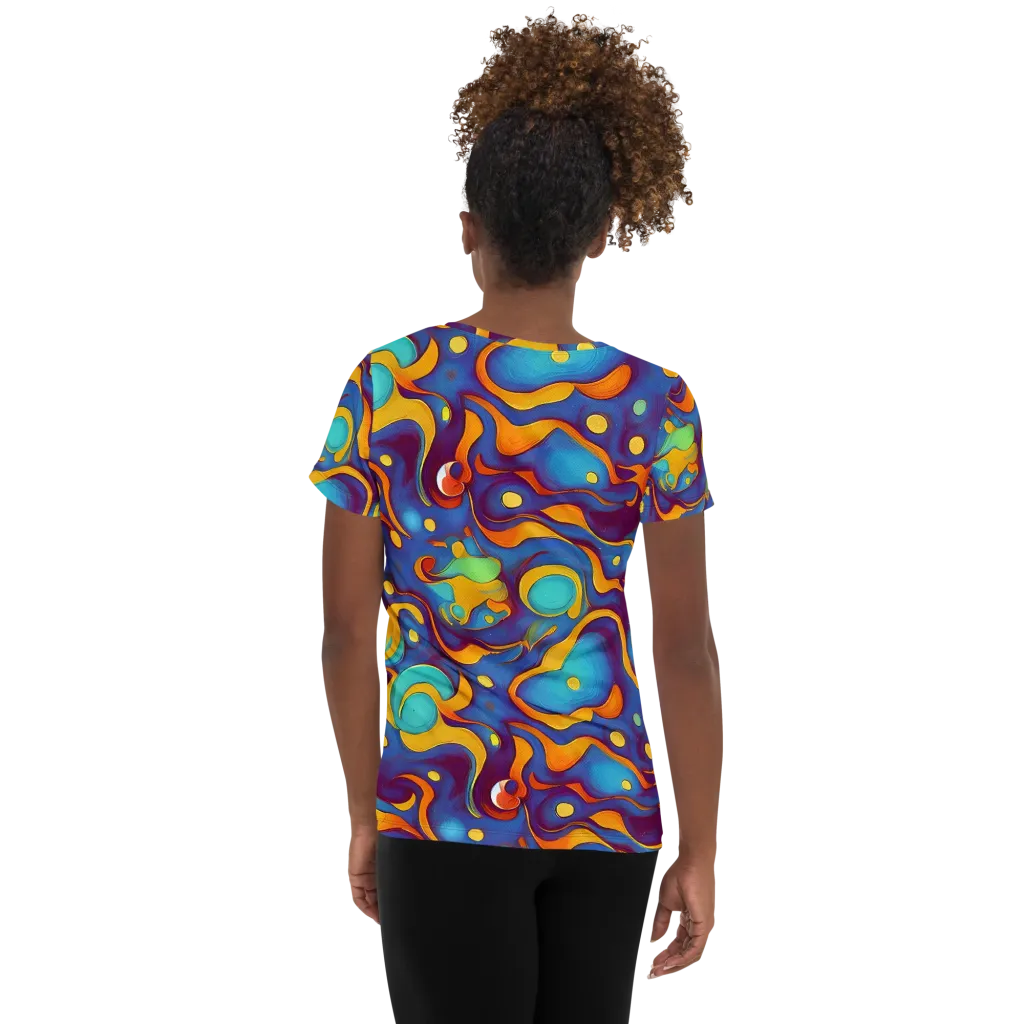 Pelton Swirl on Women's Athletic T-Shirt — Back