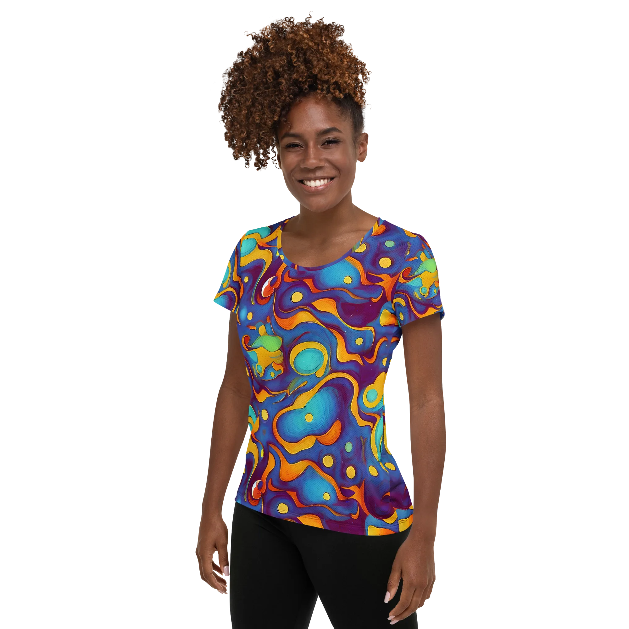 Pelton Swirl on Women's Athletic T-Shirt — Left